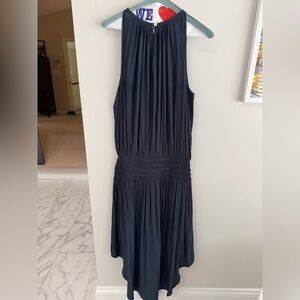 Ramy Brook Blue Pleated Halter Maxi Dress